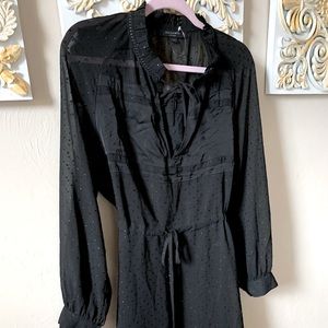 All Saints Veda Shimmer Dress Sheer Black Lace  Mesh Over dress M